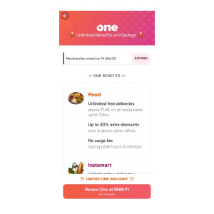 Swiggy One membership Loot for Rs 1 (Specific Users)